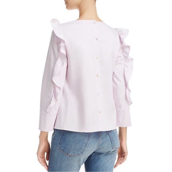 NWT Rebecca Taylor Ruffle Stretch Cotton Blouse Top - Picture 2 of 2